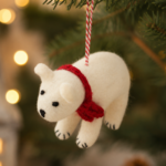 Handmade Wool Felt Polar Bear Ornament