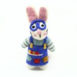 Handmade Felt Artist Bunny with Blue Apron and Glasses - Image 2