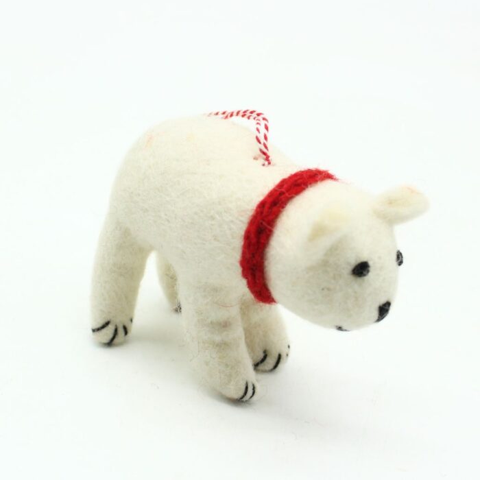 Handmade Wool Felt Polar Bear Ornament - Image 5