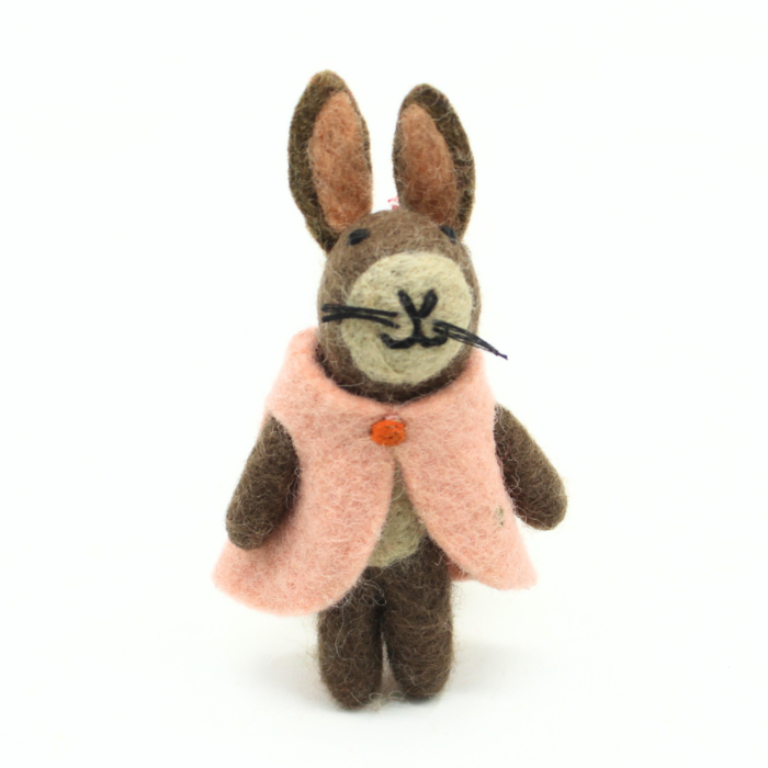 Handmade Felt Bunny with Pink Cape - Image 5