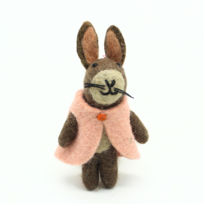 Handmade Felt Bunny with Pink Cape - Image 2