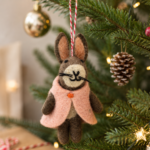 Handmade Felt Bunny with Pink Cape