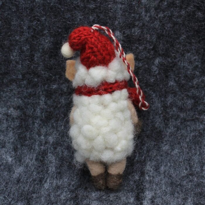 Handmade Felt Sheep Christmas Ornament with Santa Hat - Image 5